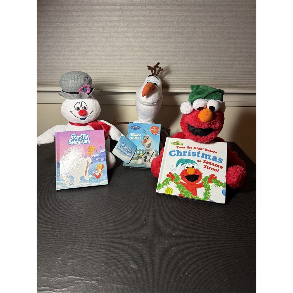 Knowles Cares Plush Book Lot Of 3 Elmo, Frosty, Frozen New Great Gifts